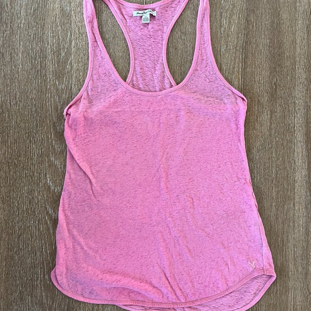 American Eagle Burnout Racerback Sleeveless Tank Top T-Shirt Small Pink